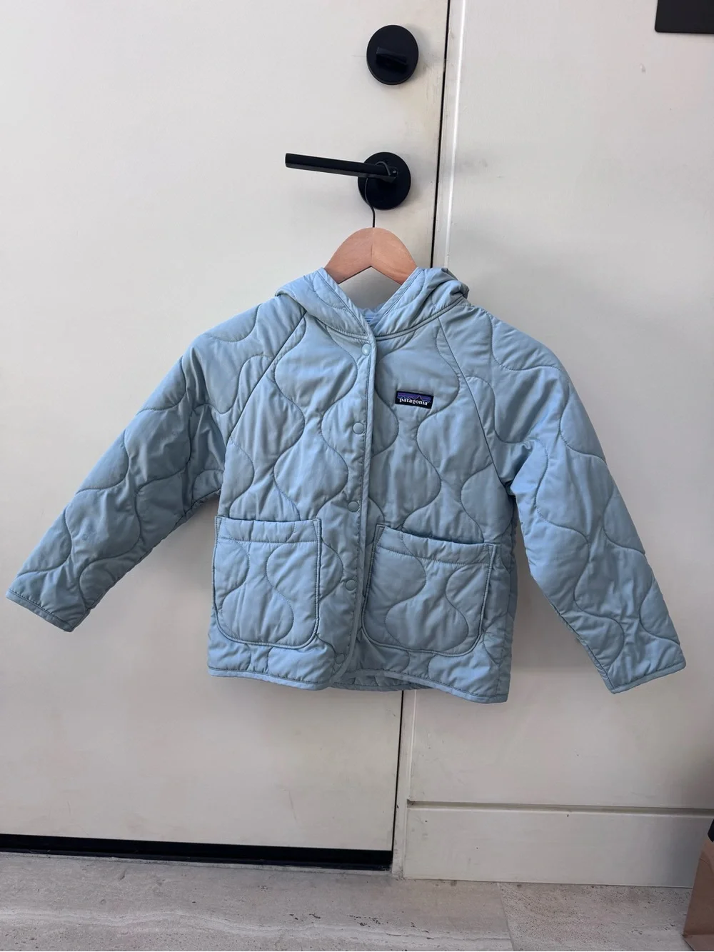 Patagonia Light Blue Quilted Kids Jacket with Hood